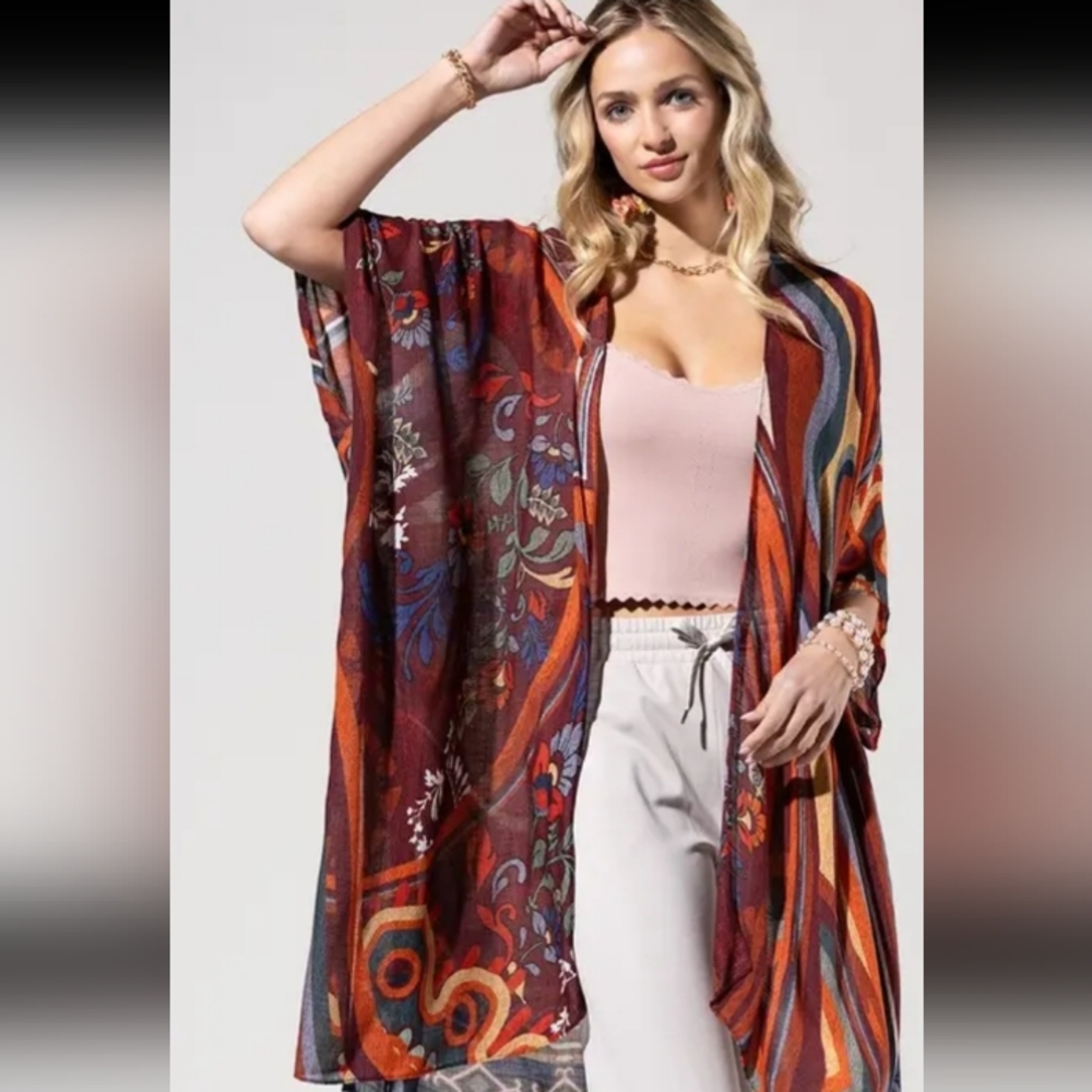 Bohemian Multicolor Kimono Beautiful For Fall